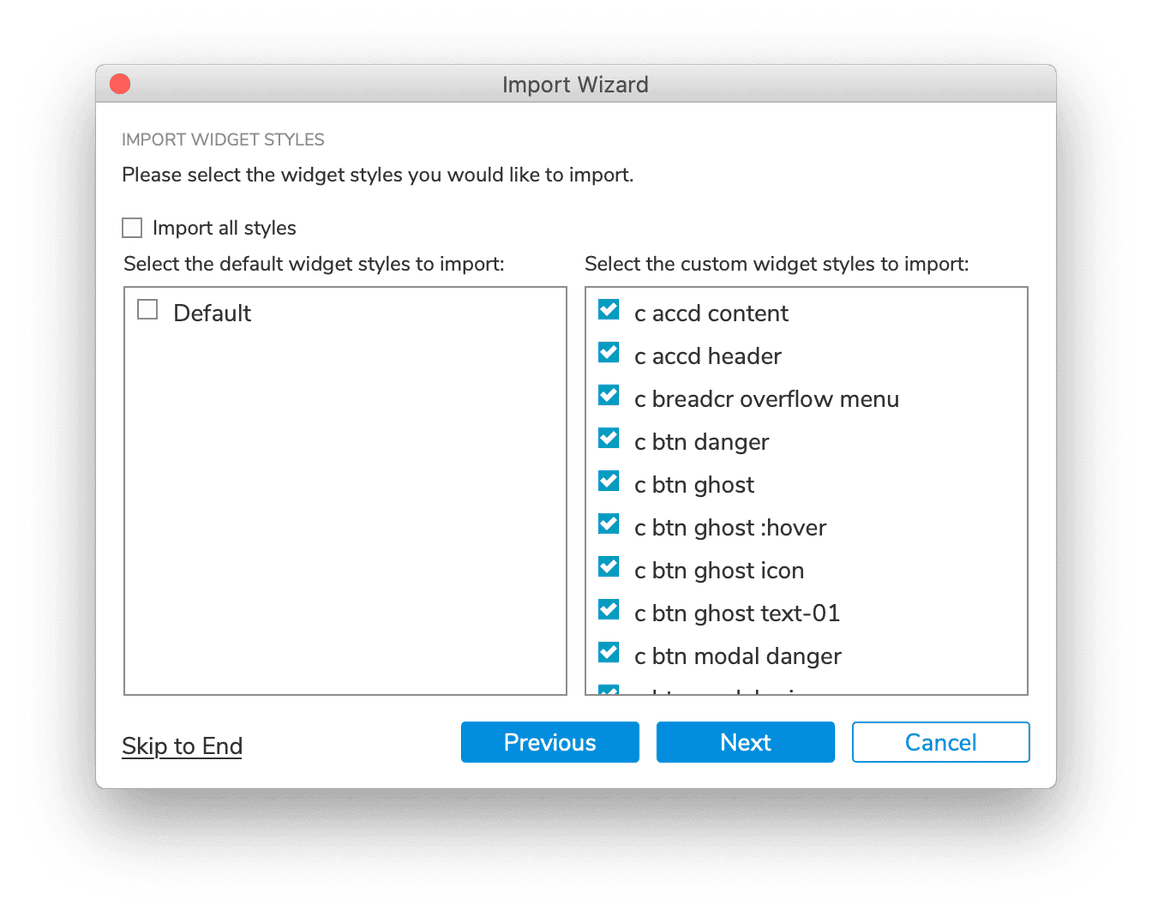 Axure wizard settings Axure wizard settings